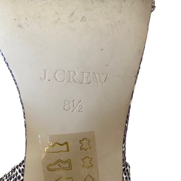 J. Crew Lizard Snake Print Leather Block Heel Strappy Sandal size 8.5 Gray Cream - Picture 11 of 11